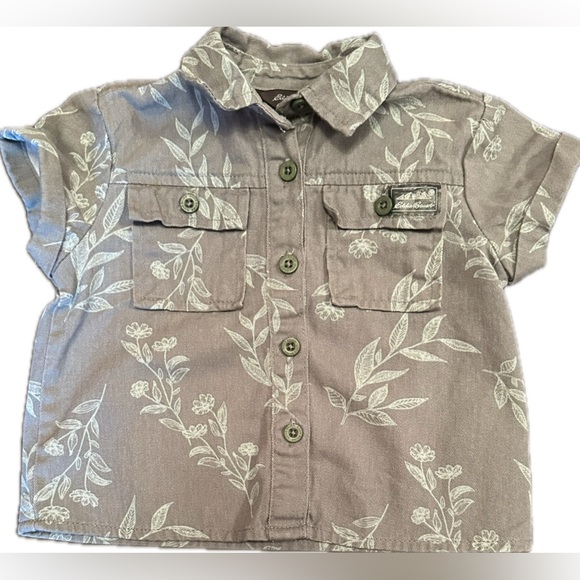 Eddie Bauer Baby Toddler Girl 18mos Safari Shorts and Button Down Top - Picture 2 of 4